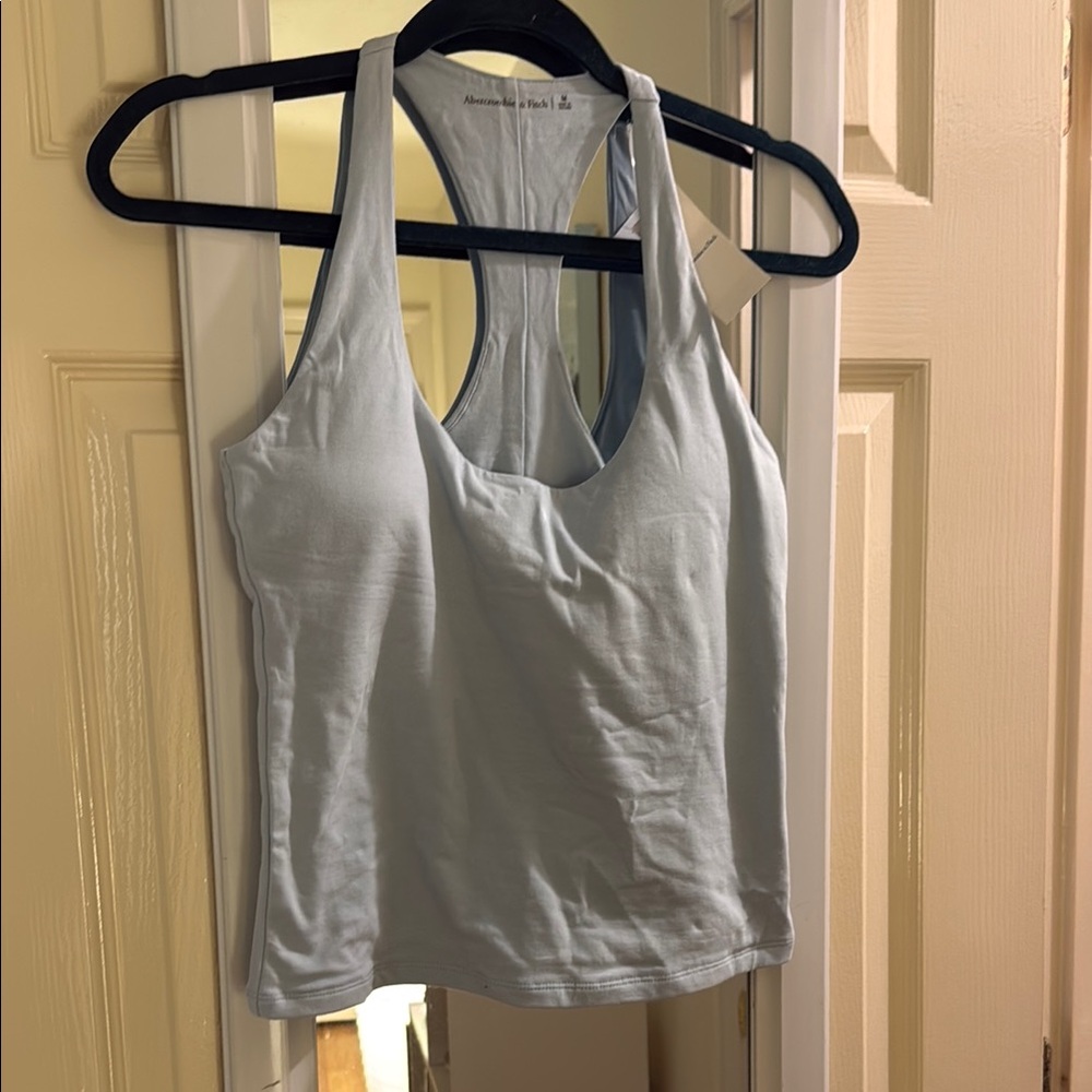 Abercrombie & Fitch Light Blue Fitted Crop Tank Top